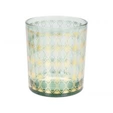 WAXINELICHTHOUDER GROEN MET GOUD ()